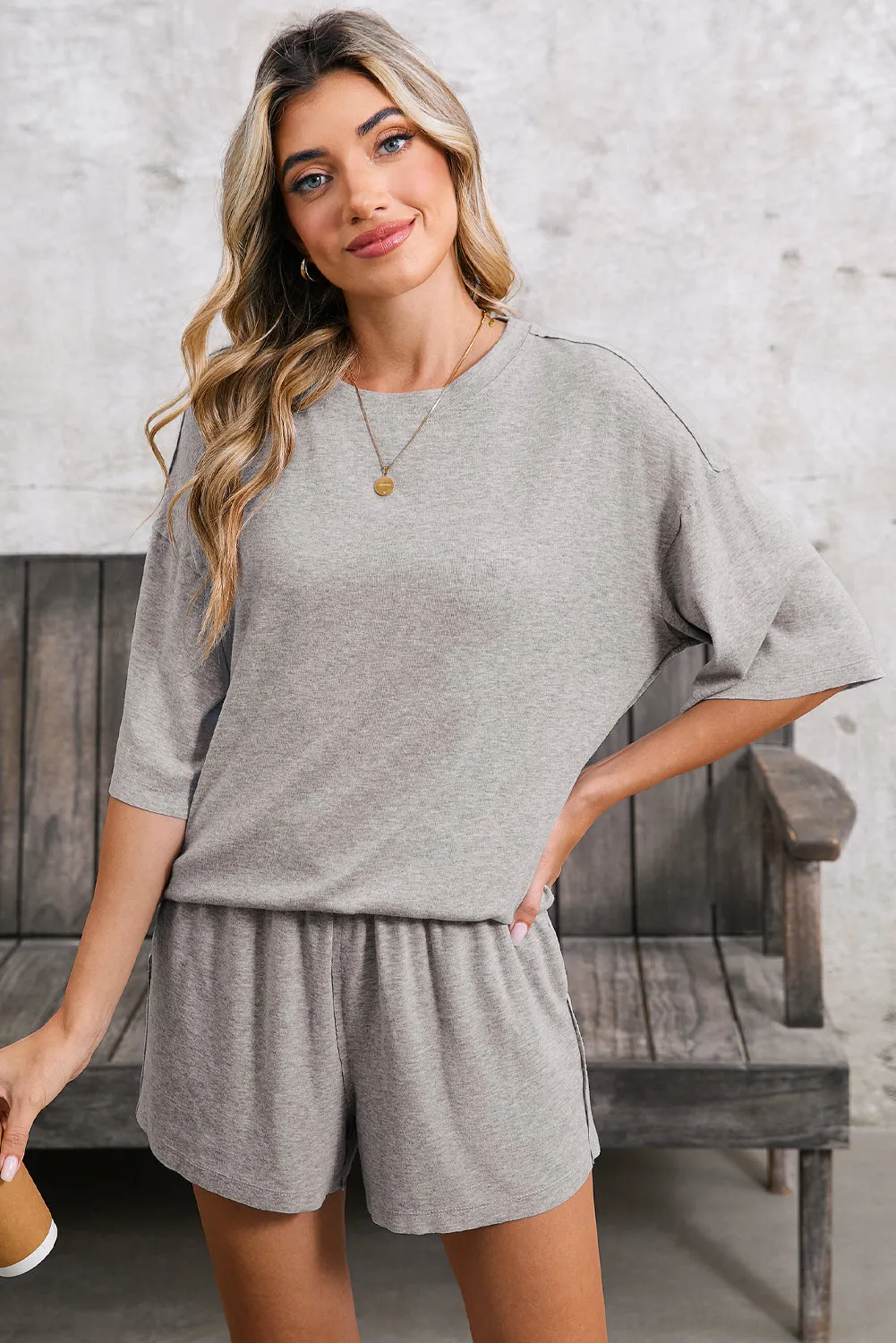 Short Sleeve Tee High Waist Shorts Set