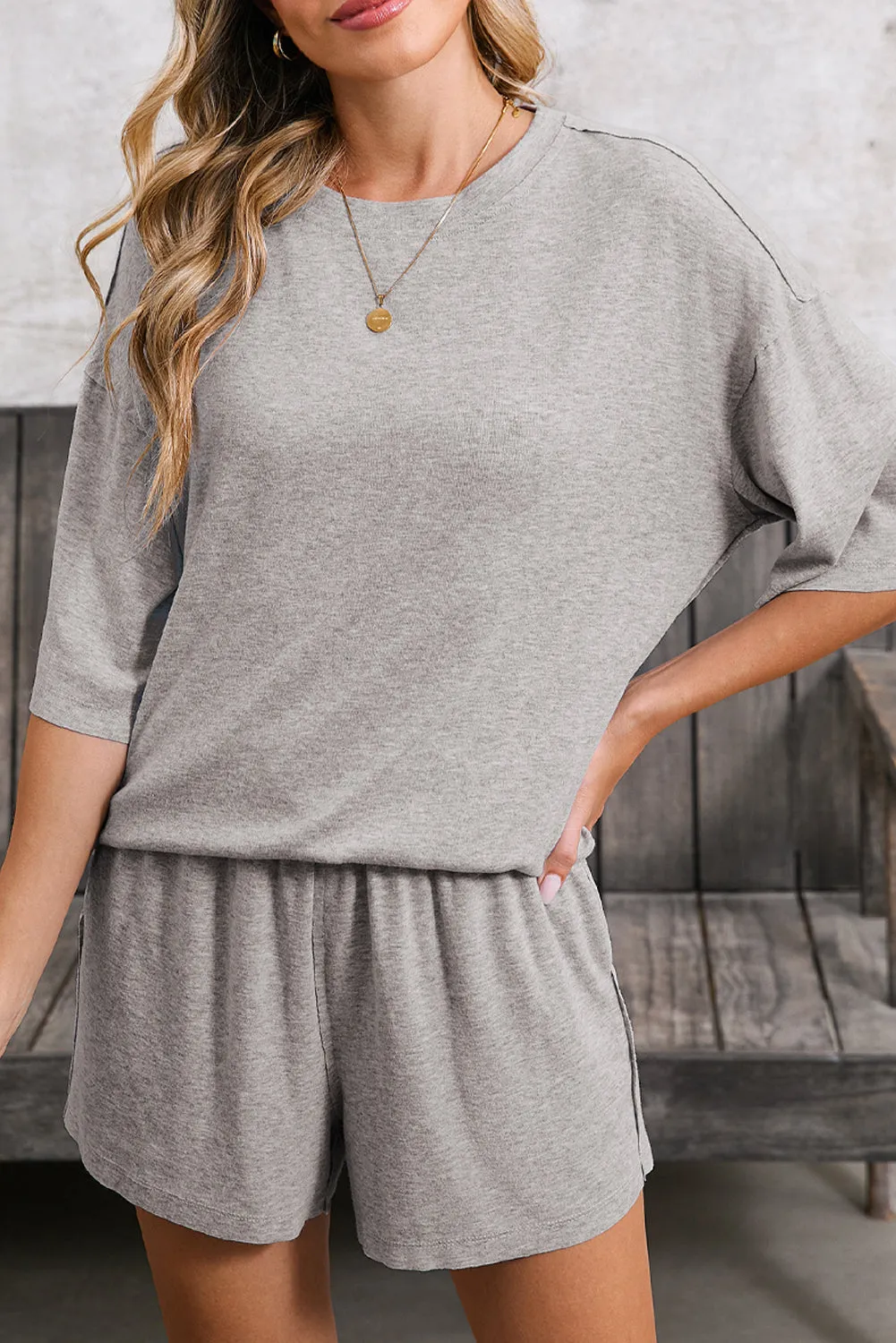 Short Sleeve Tee High Waist Shorts Set