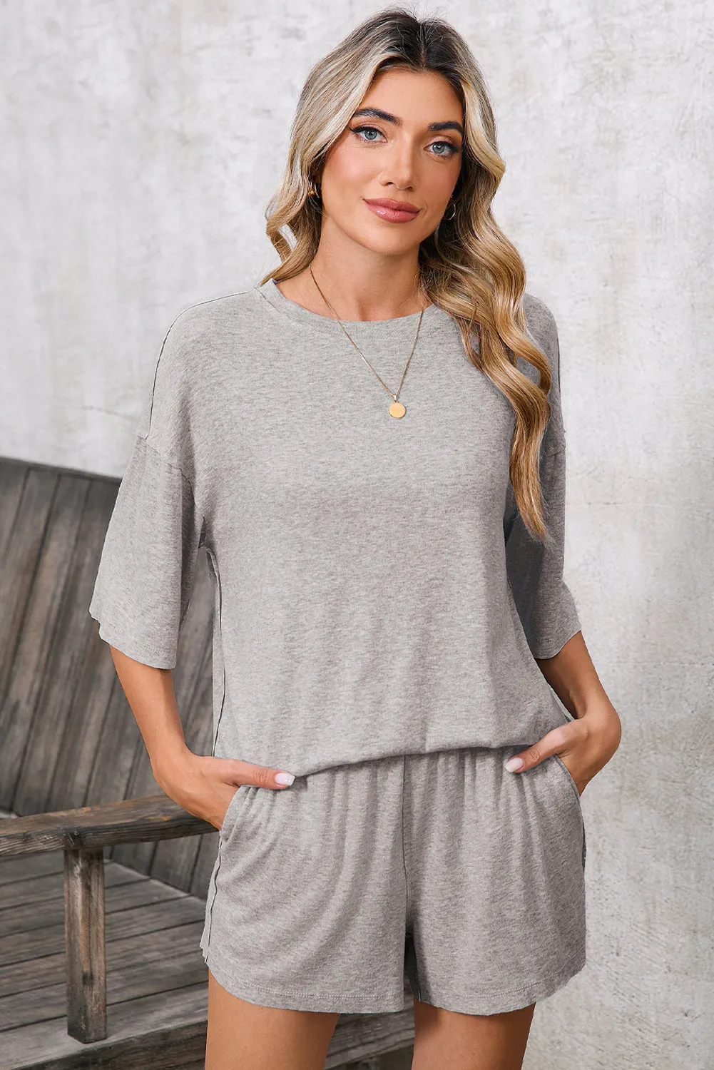 Short Sleeve Tee High Waist Shorts Set