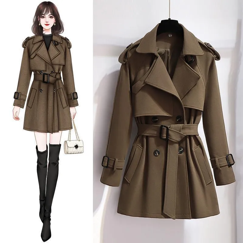 Short Windbreaker Female Small Person Fashion Workwear British Wind Temperament Slim Coat