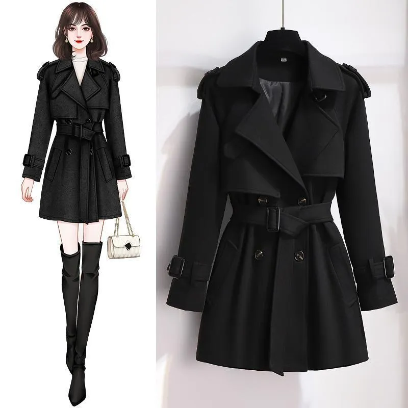 Short Windbreaker Female Small Person Fashion Workwear British Wind Temperament Slim Coat