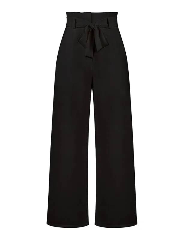 Simple Loose Wide Leg Solid Color Casual Pants Bottoms