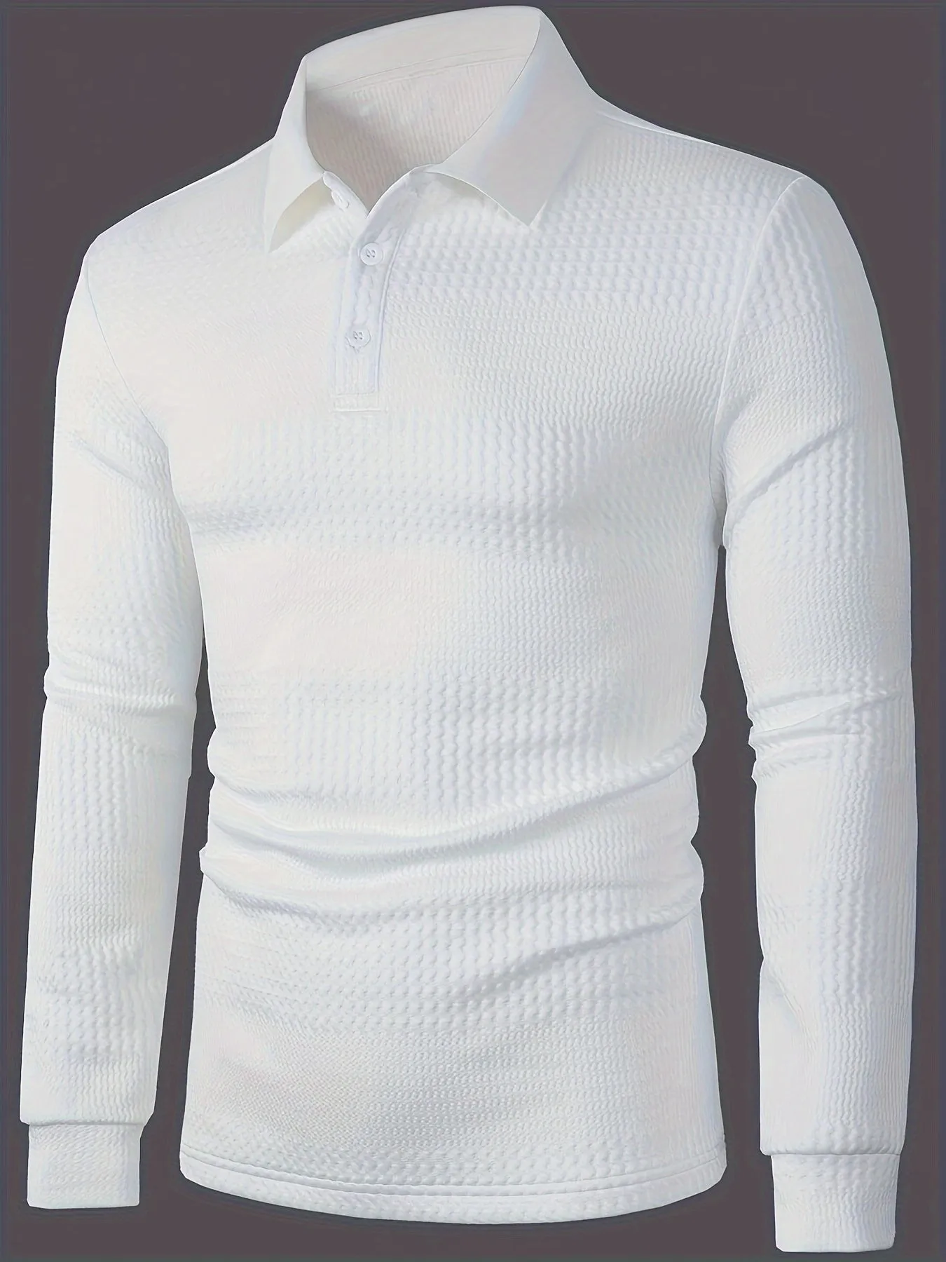Sleek Long Sleeve Knit Polo Shirt for Men