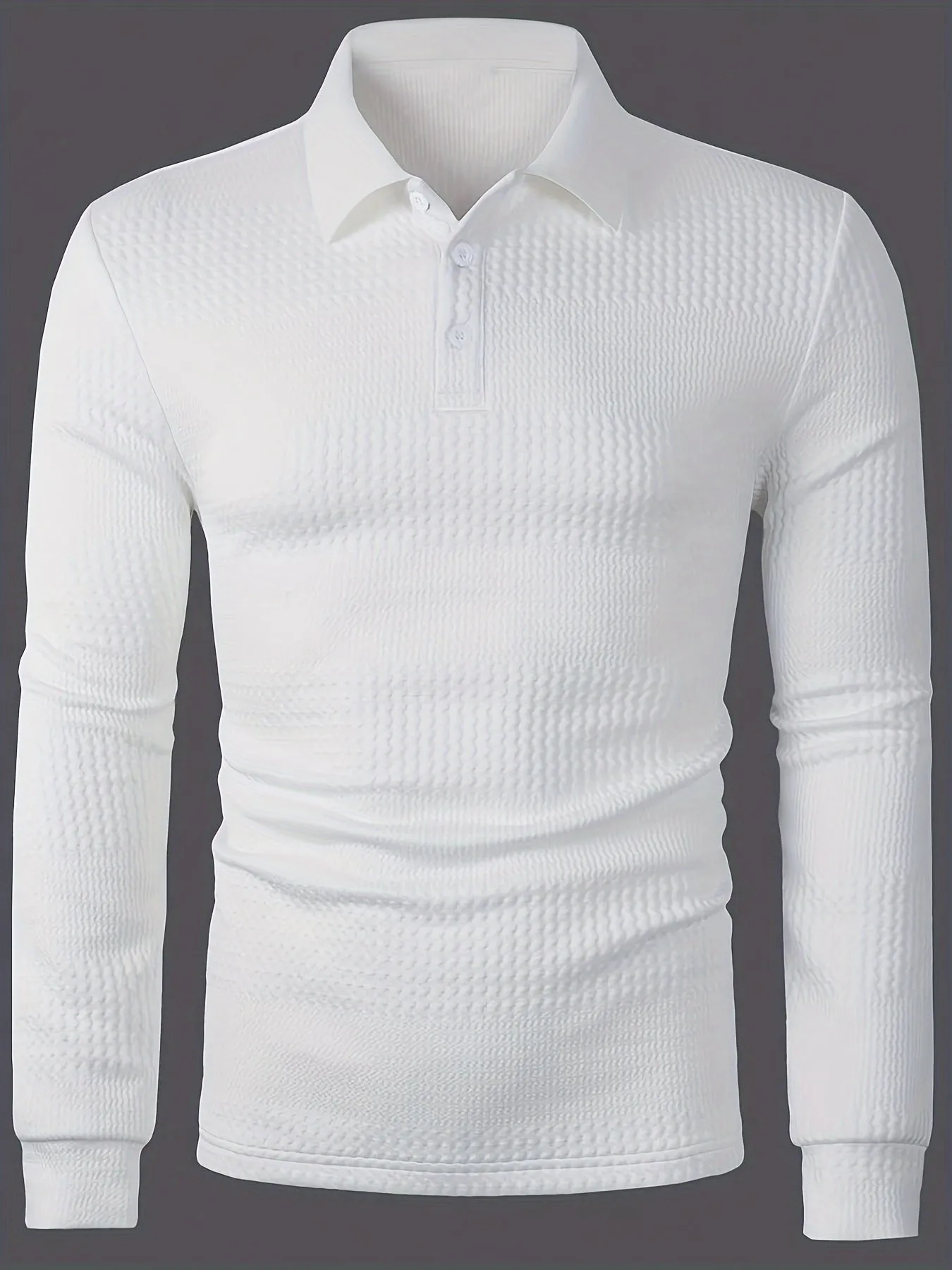 Sleek Long Sleeve Knit Polo Shirt for Men