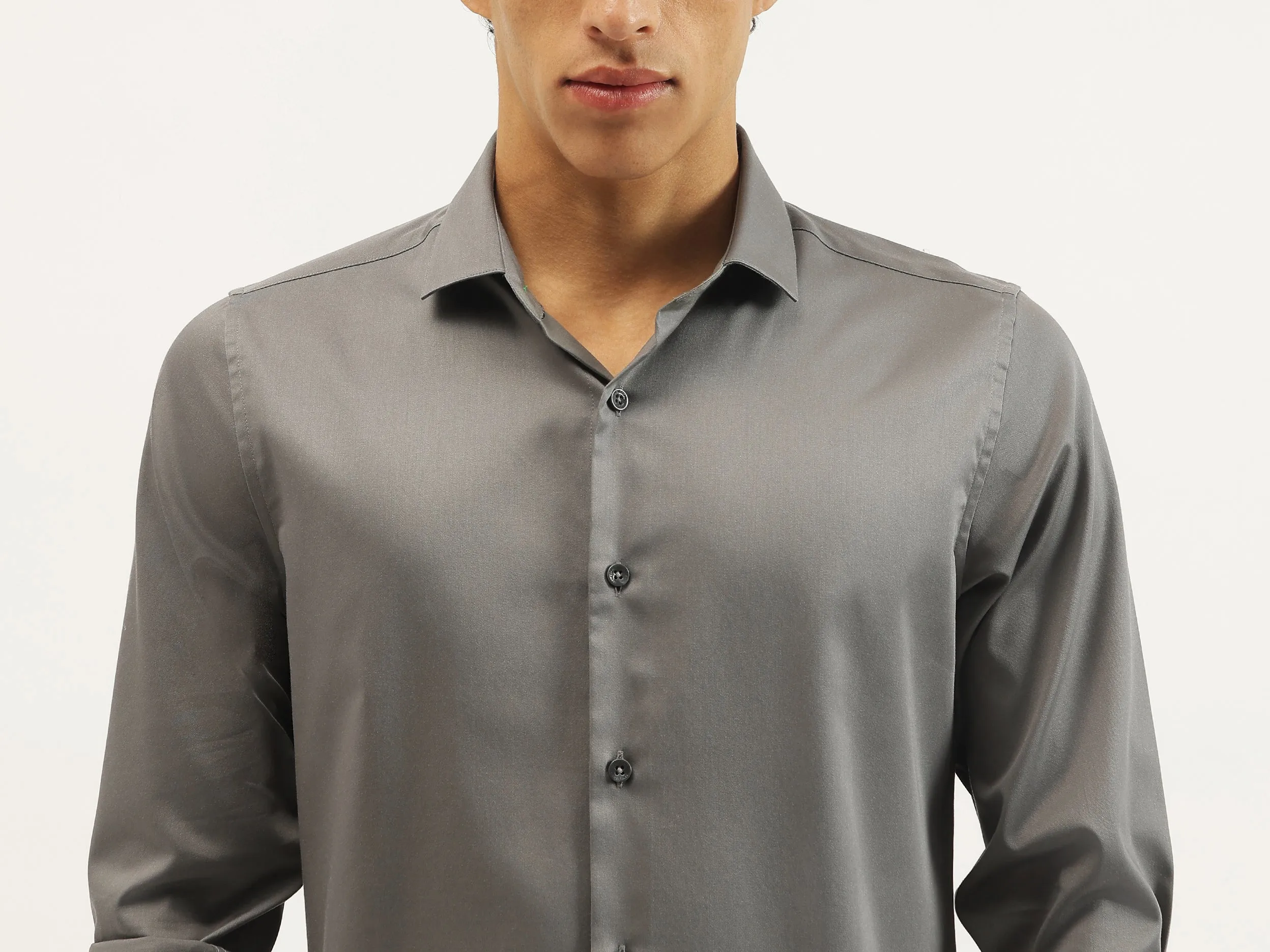 Slim Fit Cut Away Solid Shirt