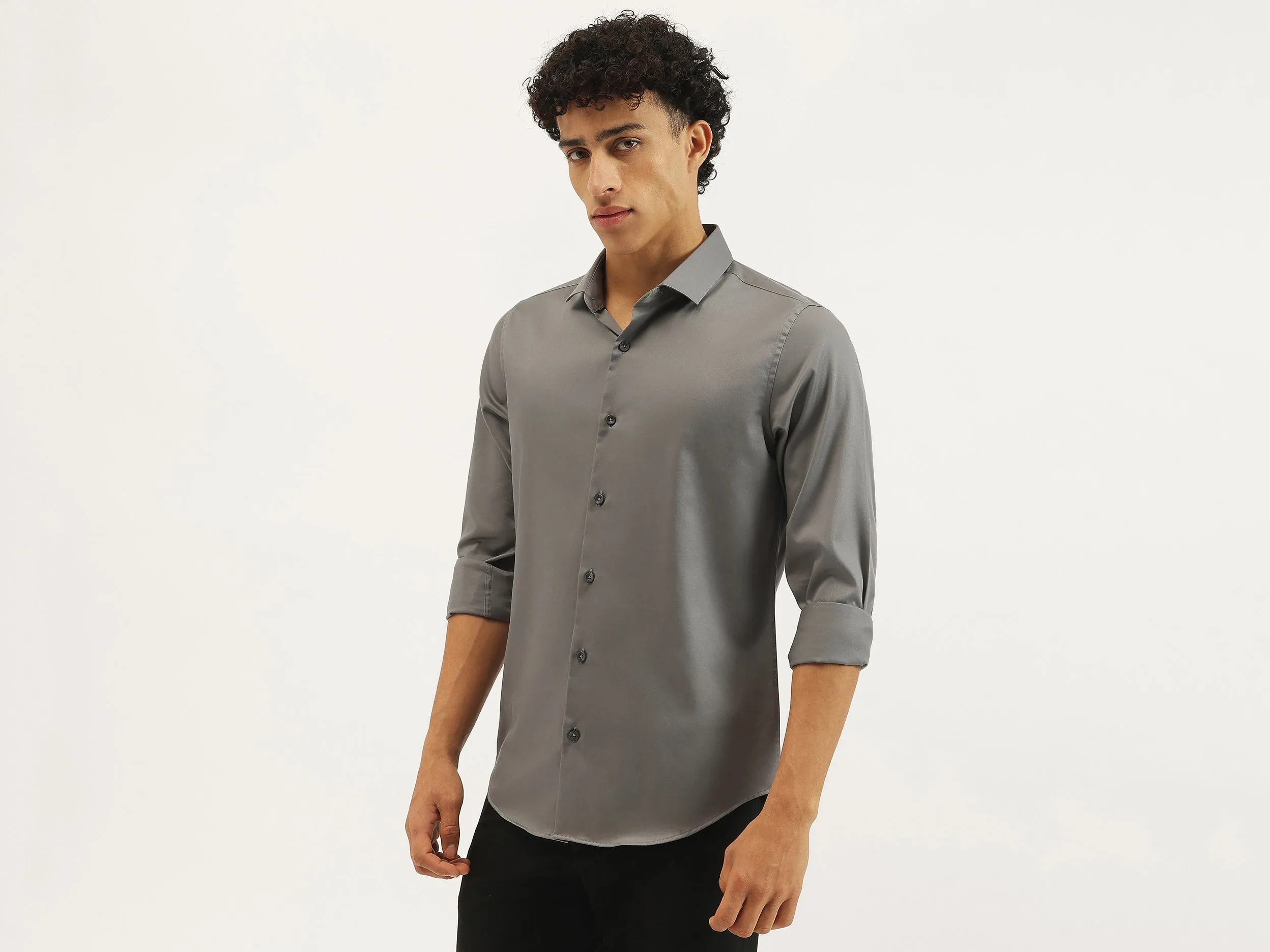 Slim Fit Cut Away Solid Shirt