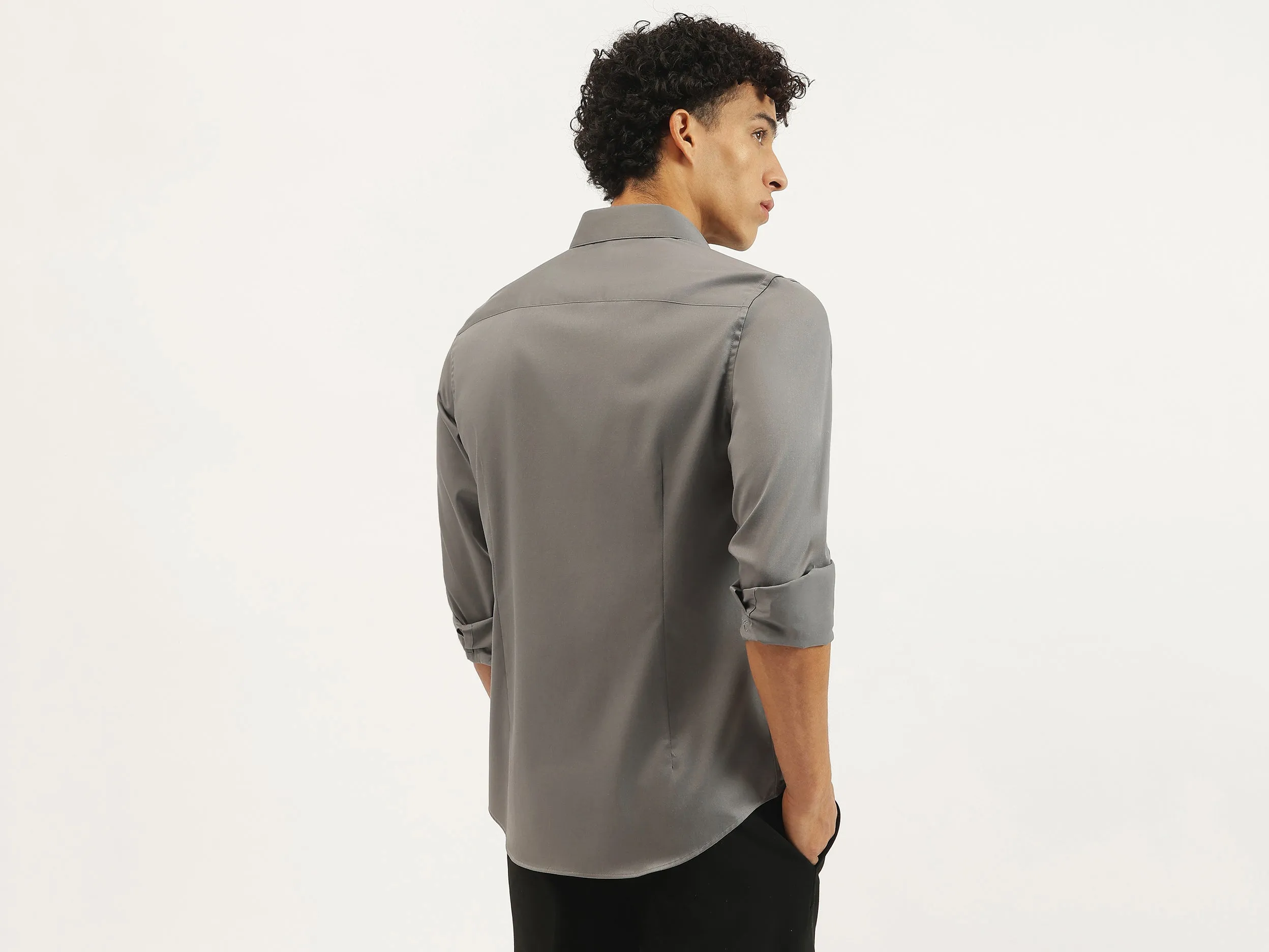 Slim Fit Cut Away Solid Shirt