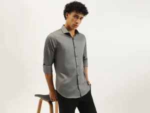Slim Fit Cut Away Solid Shirt