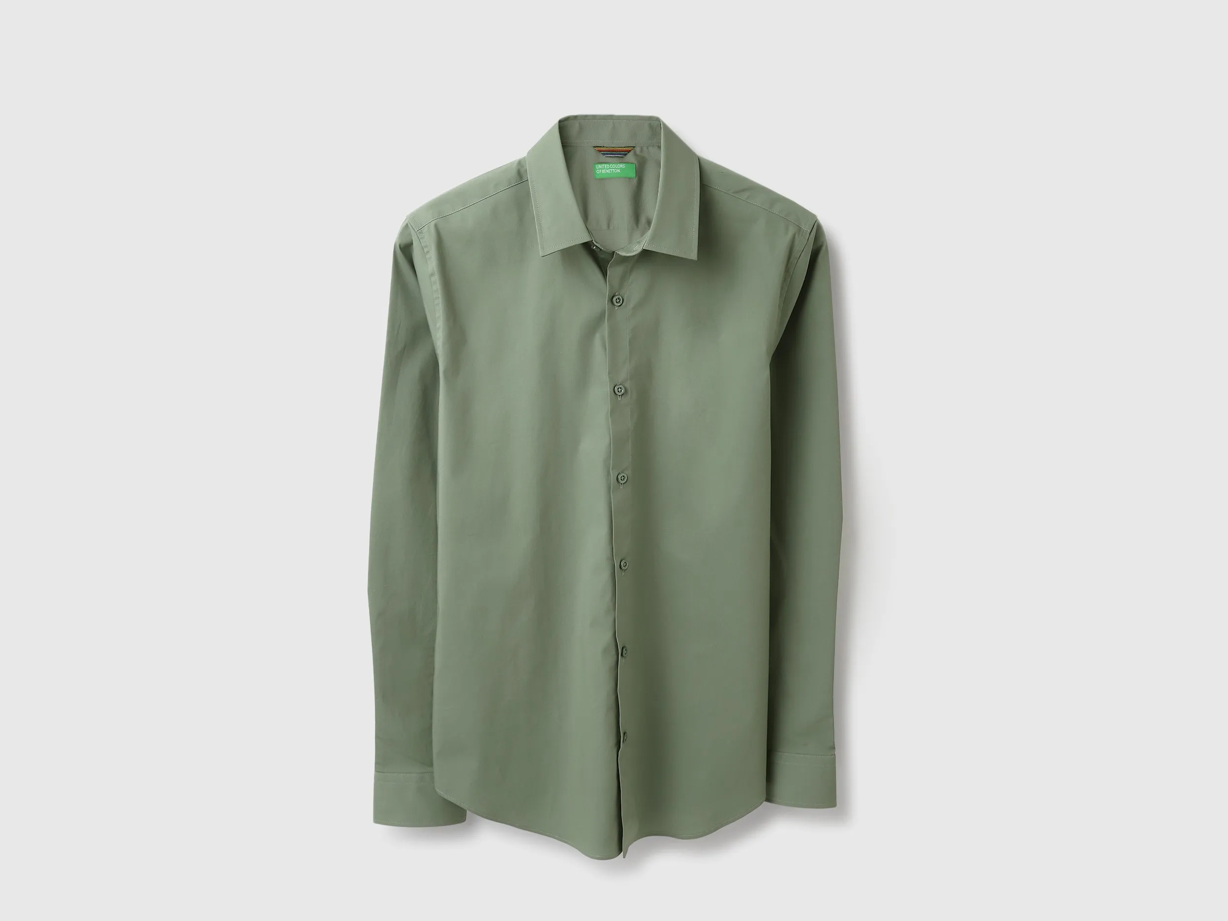 Slim Fit Spread Collar Solid Shirt