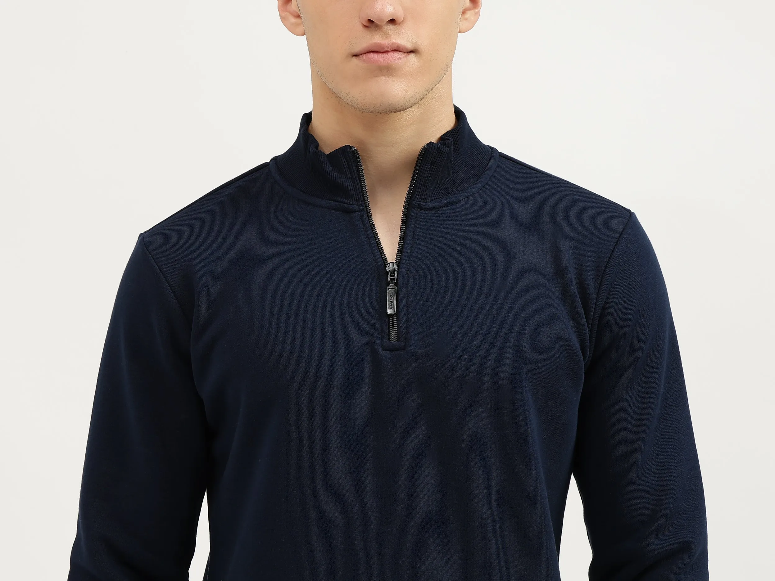 Slim Fit Zip Neck Solid Sweatshirts