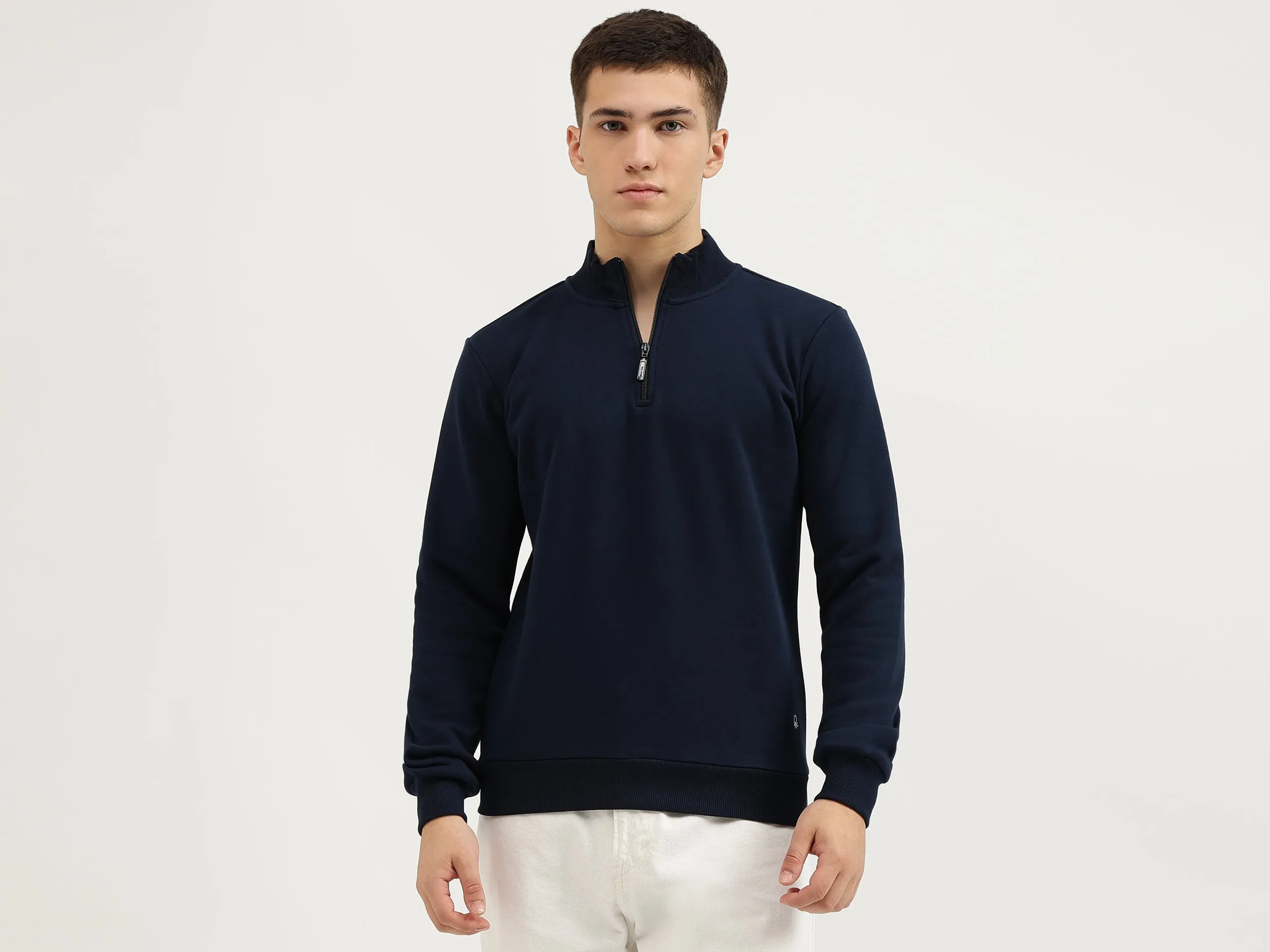 Slim Fit Zip Neck Solid Sweatshirts