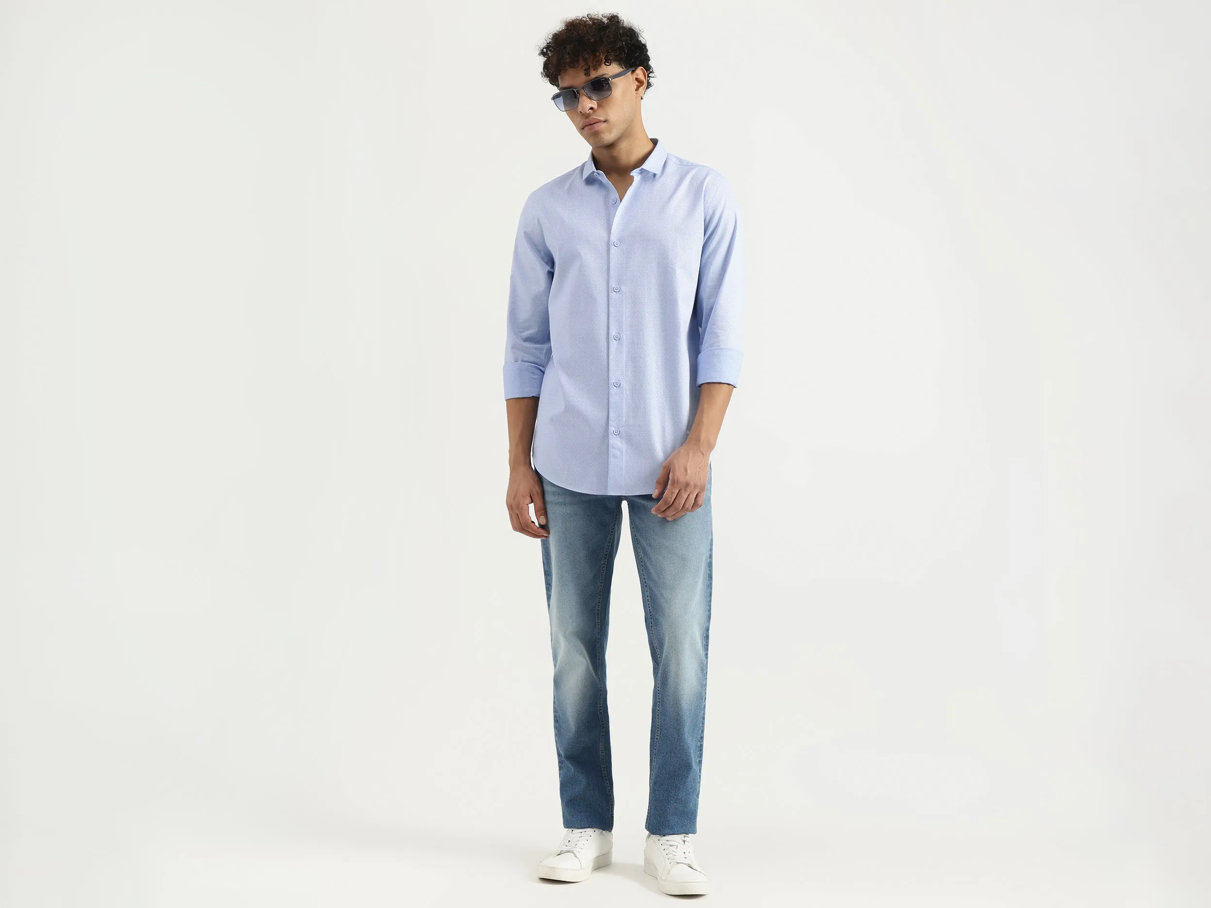 Slim Spread Collar Solid Shirt