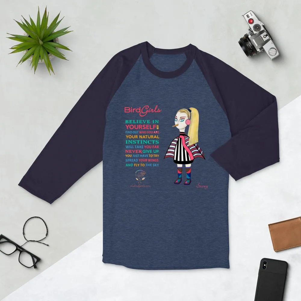 Snowy 3/4 sleeve raglan shirt
