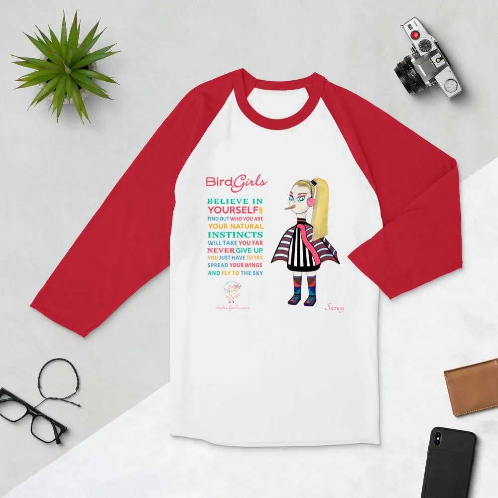 Snowy 3/4 sleeve raglan shirt