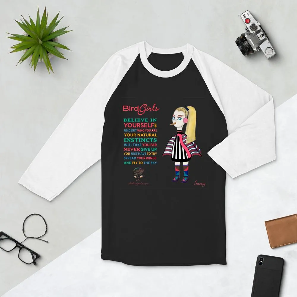 Snowy 3/4 sleeve raglan shirt