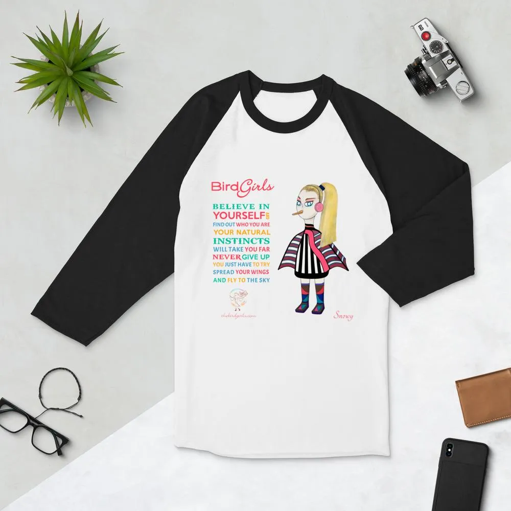 Snowy 3/4 sleeve raglan shirt