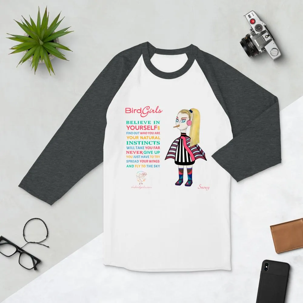 Snowy 3/4 sleeve raglan shirt