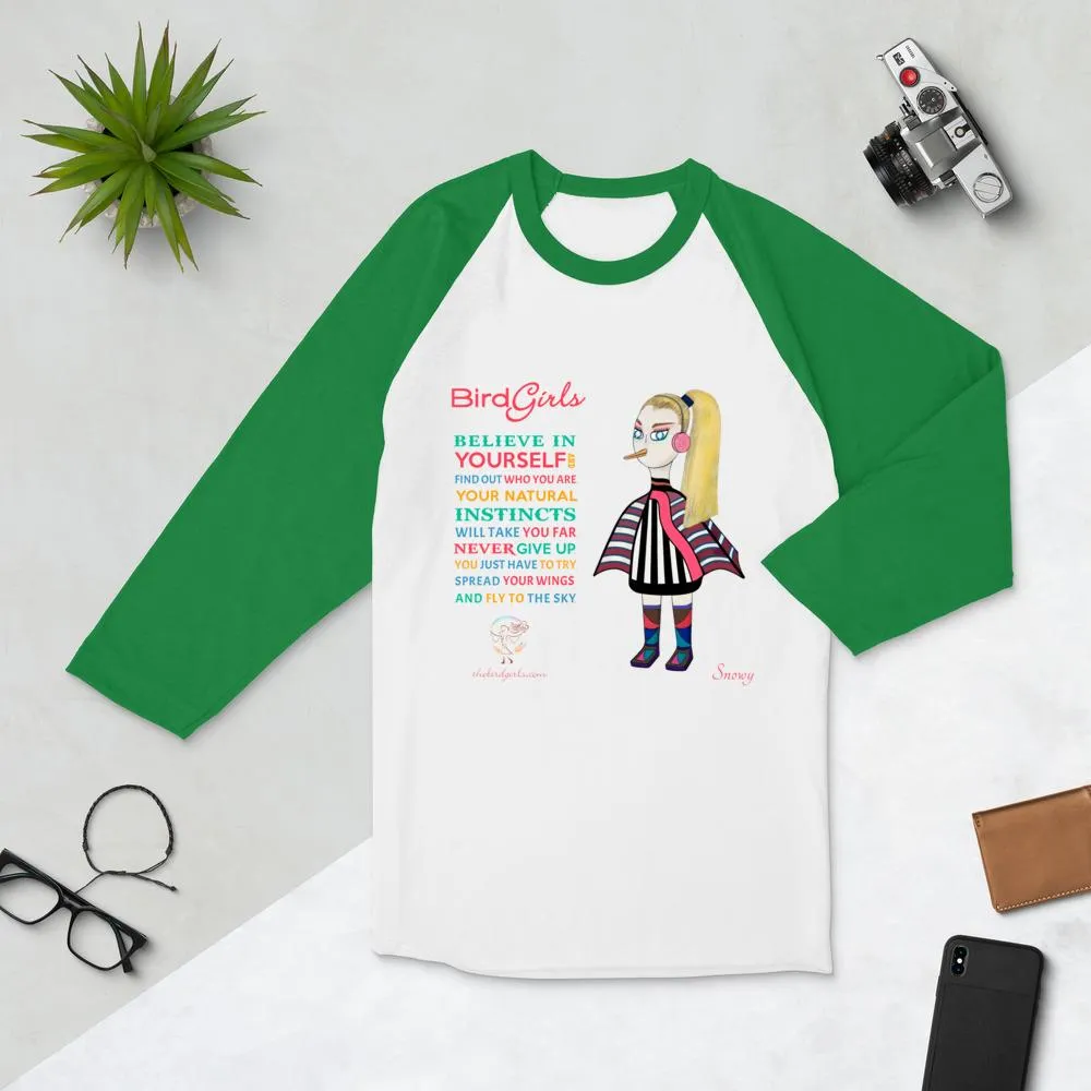 Snowy 3/4 sleeve raglan shirt