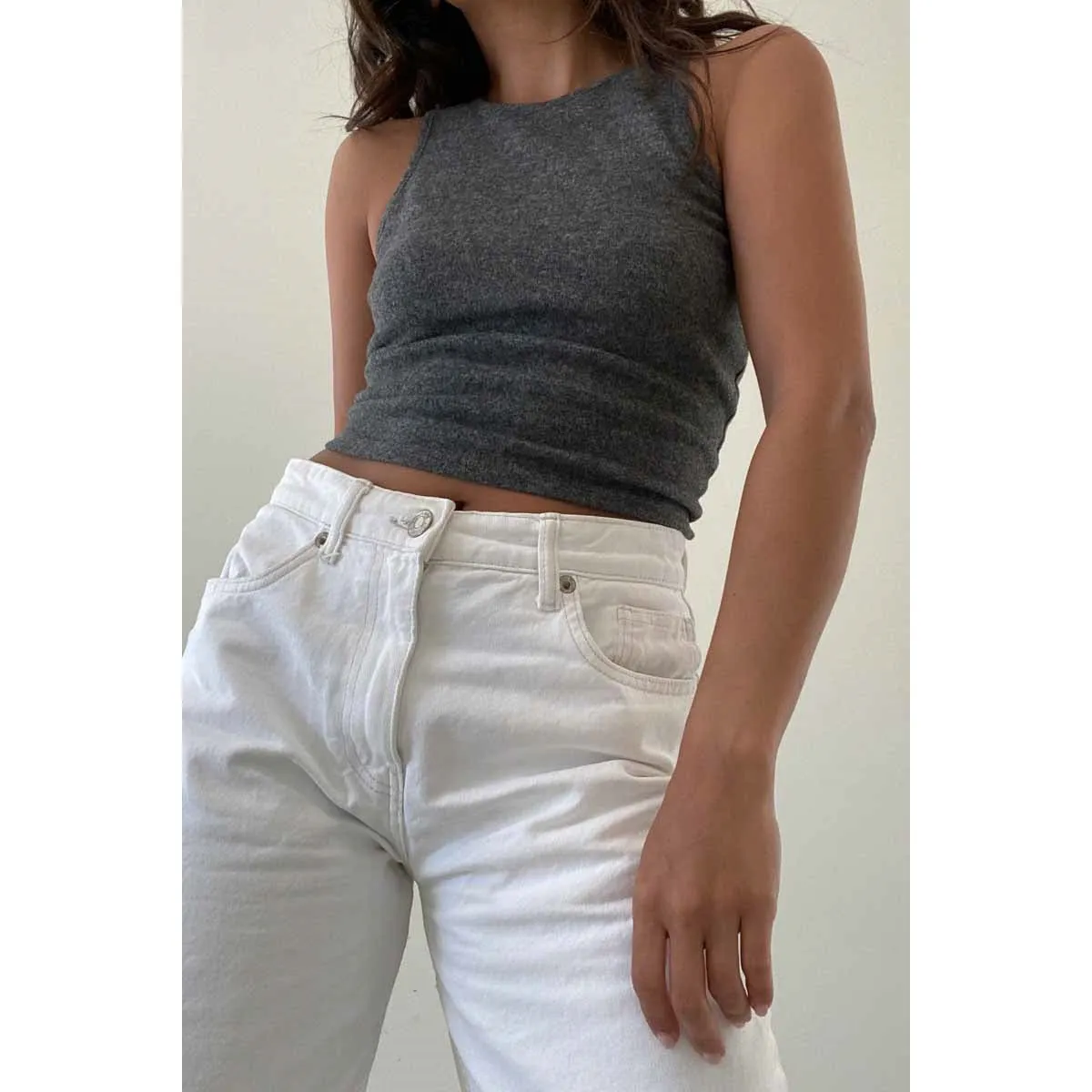 SOFT KNIT RACER CROPPED TANK TOP