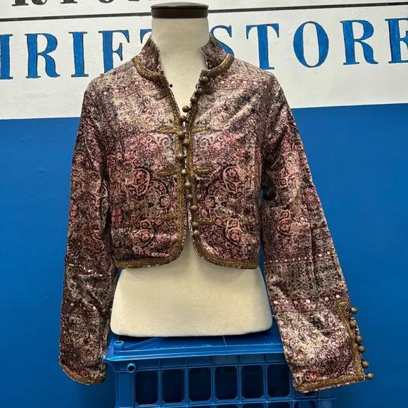 Soft Surroundings  Urbina Umber Icon Velvet Bolero Jacket