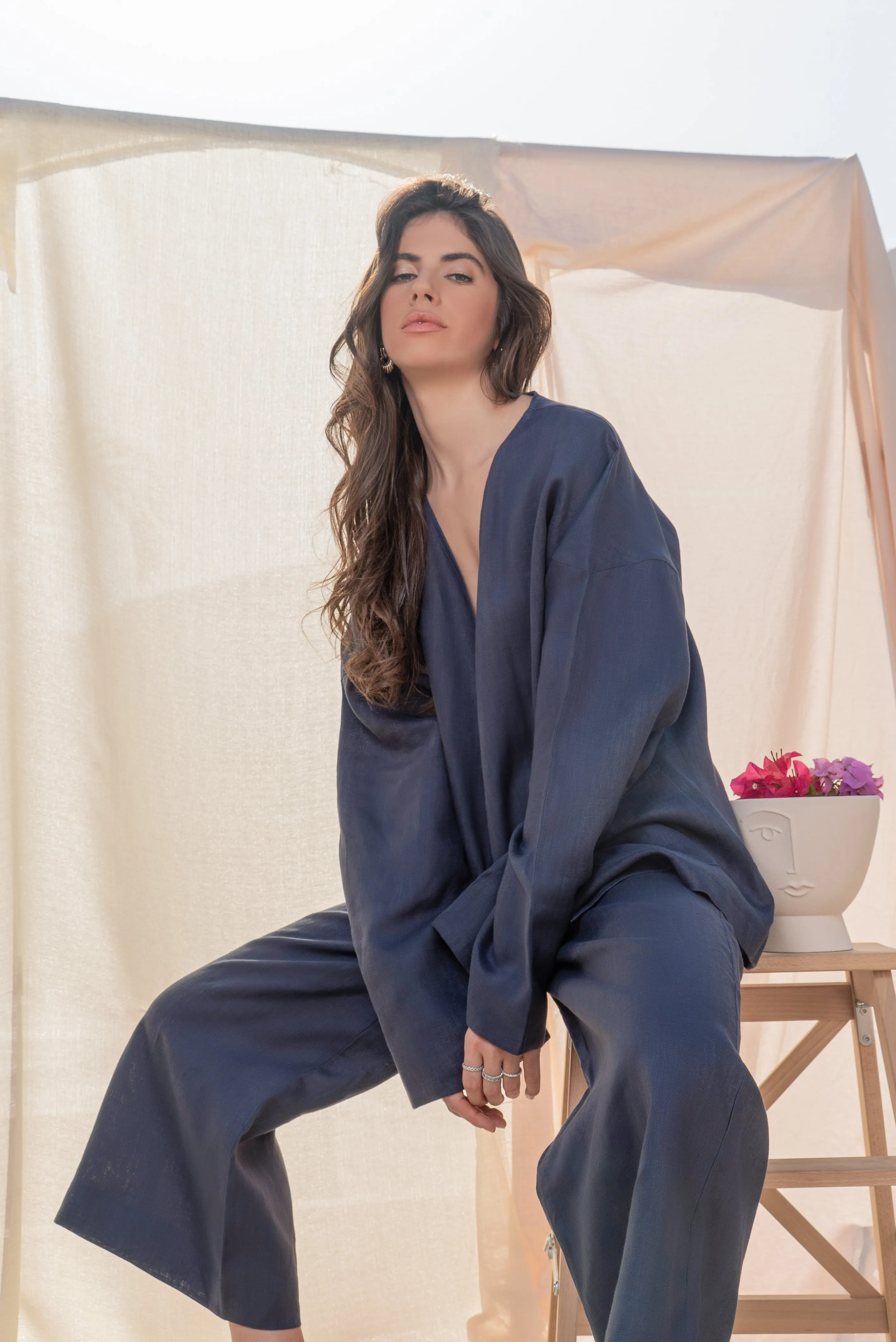 SOPHIA TWO PIECE LINEN SET
