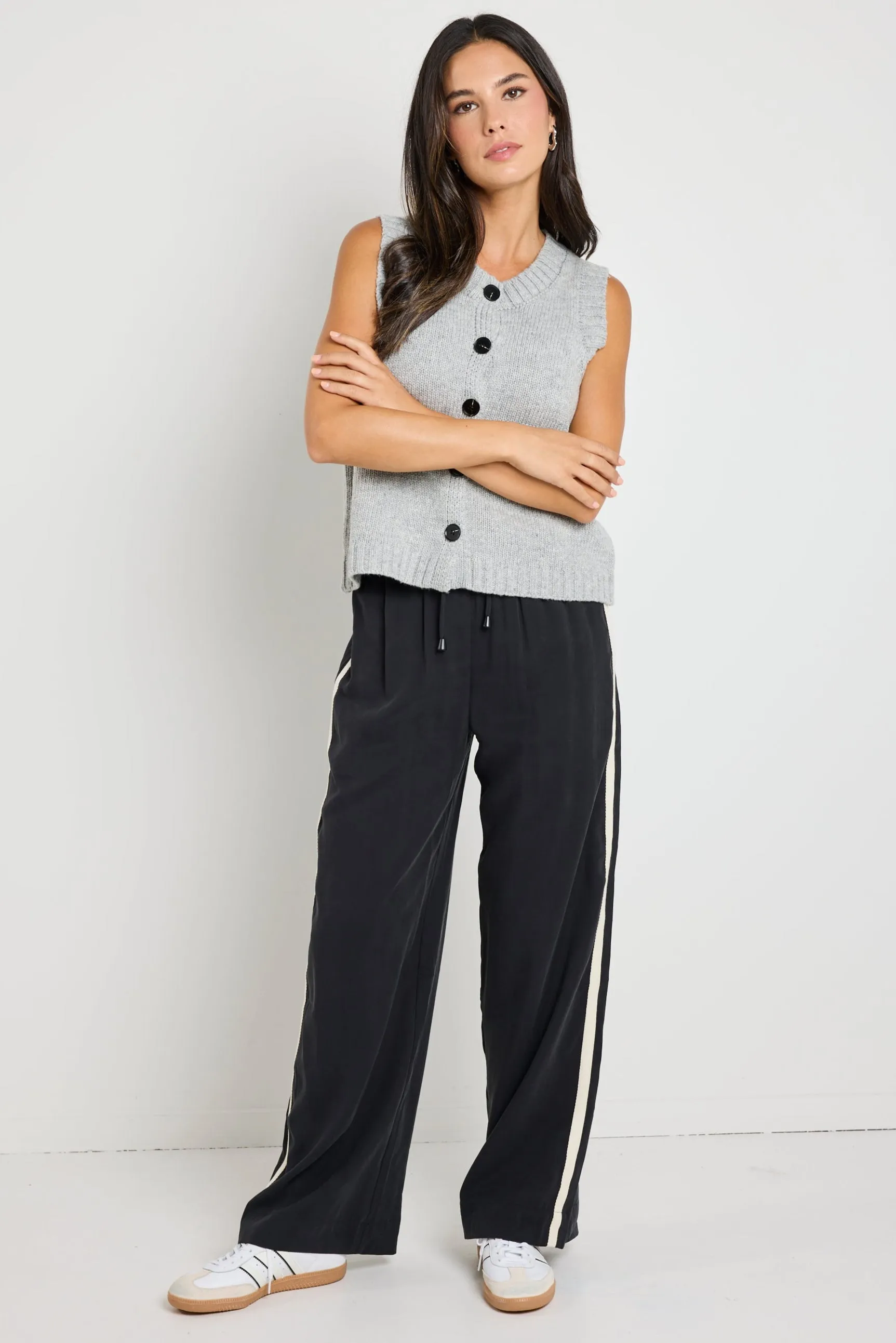 Stamp Grey Marle Crewneck Knit Vest Top