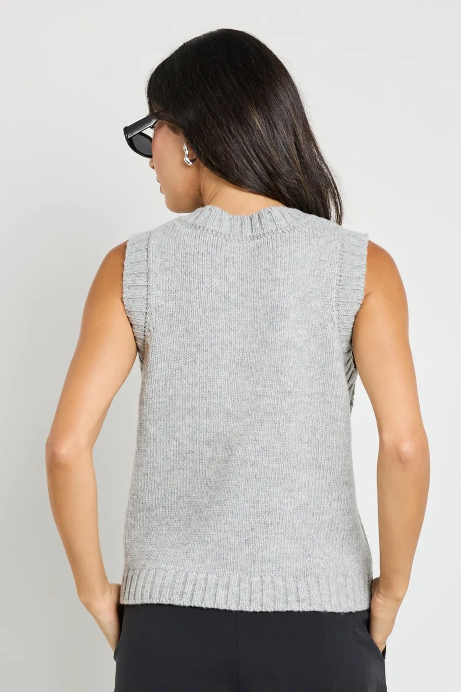 Stamp Grey Marle Crewneck Knit Vest Top