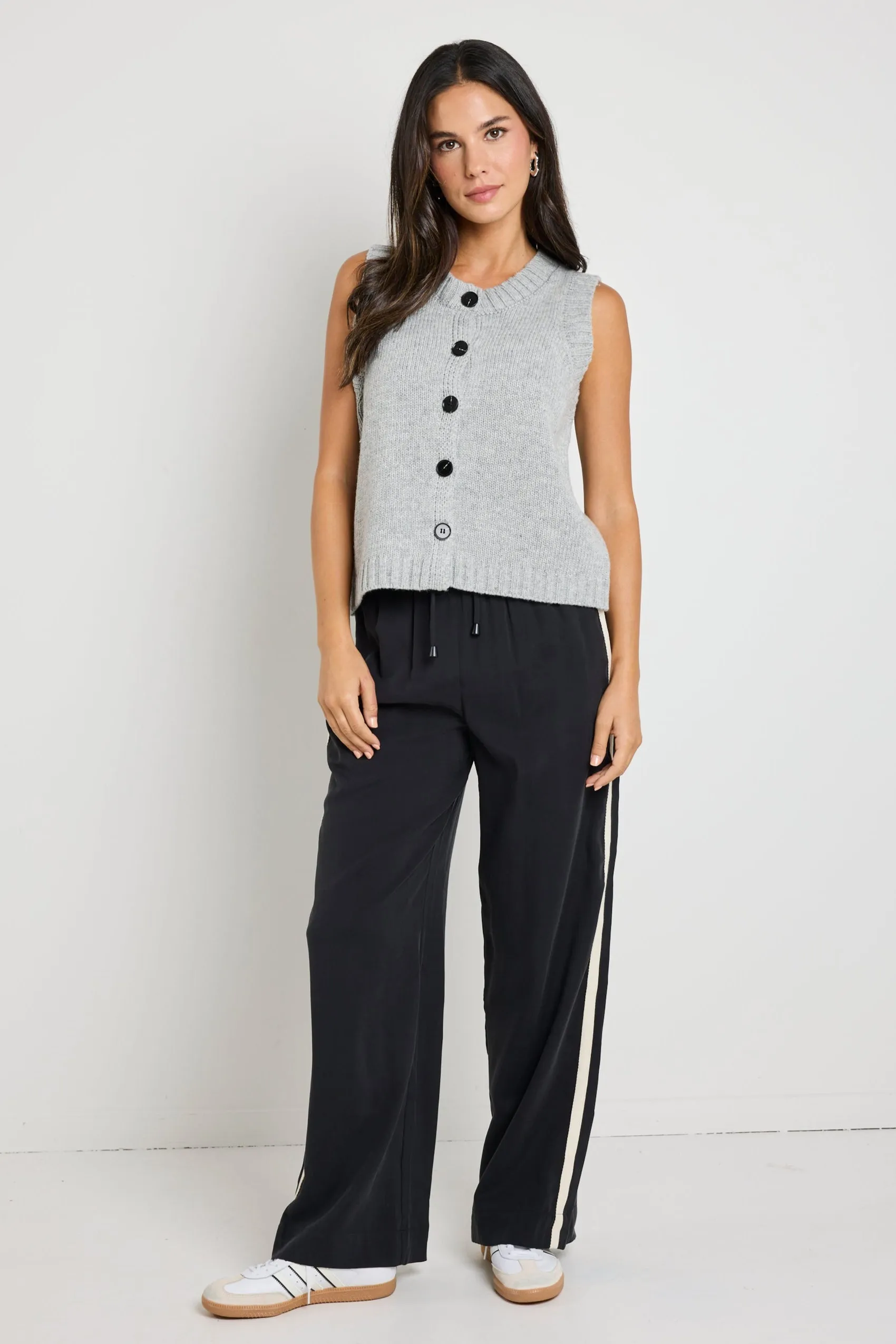 Stamp Grey Marle Crewneck Knit Vest Top