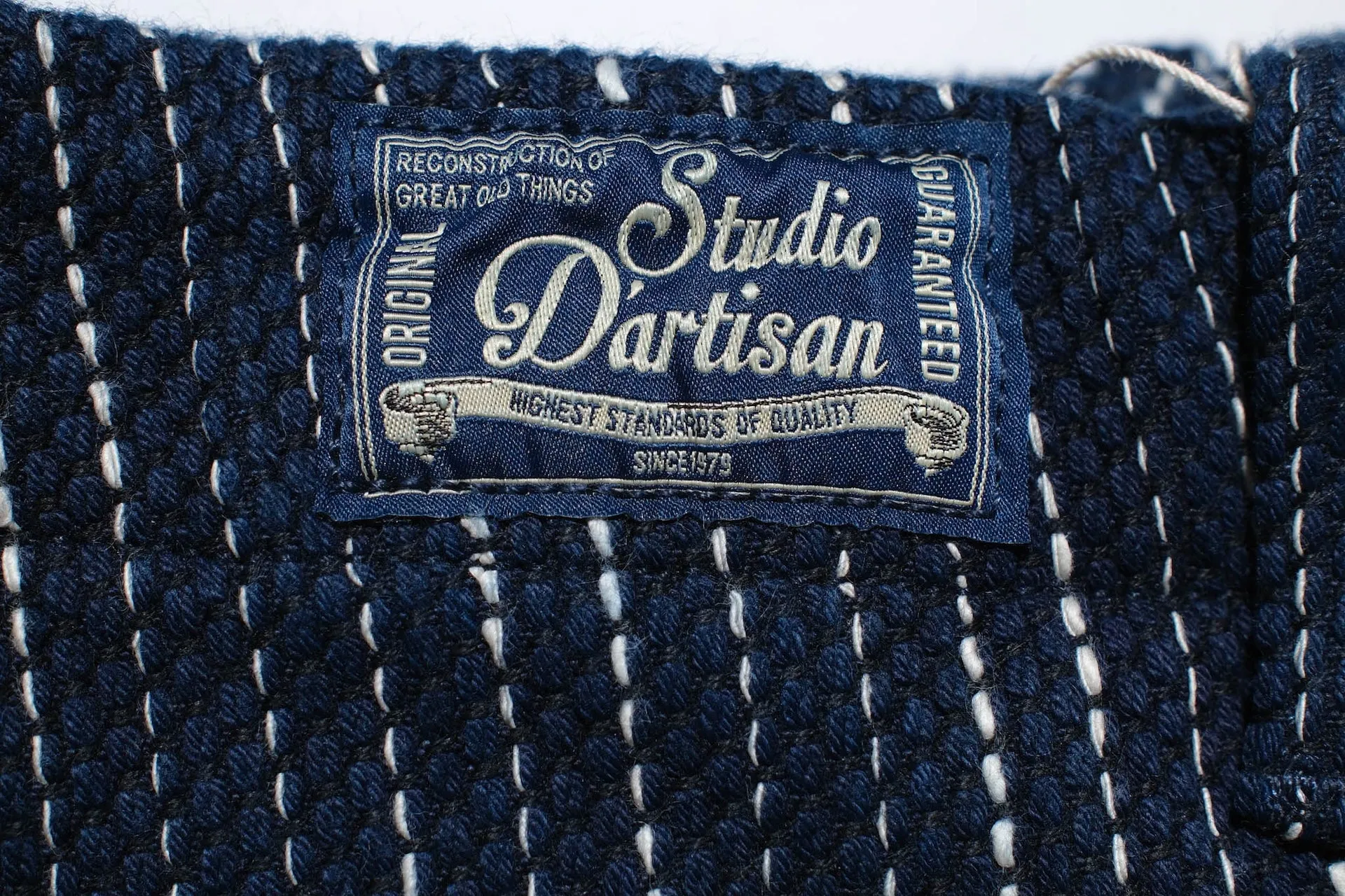 Studio D'Artisan 13oz Indigo Dyed "Rain Kakuri Sashiko" Trousers (Relaxed Tapered fit)
