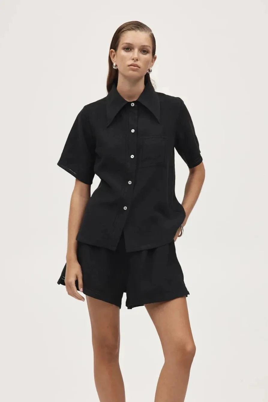 Sunny Shirt Black Linen