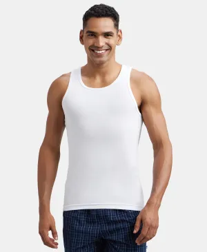 Super Combed Cotton Rib Round Neck Sleeveless Vest - White