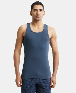 Super Combed Cotton Rib Round Neck with Racerback Gym Vest - Graphite