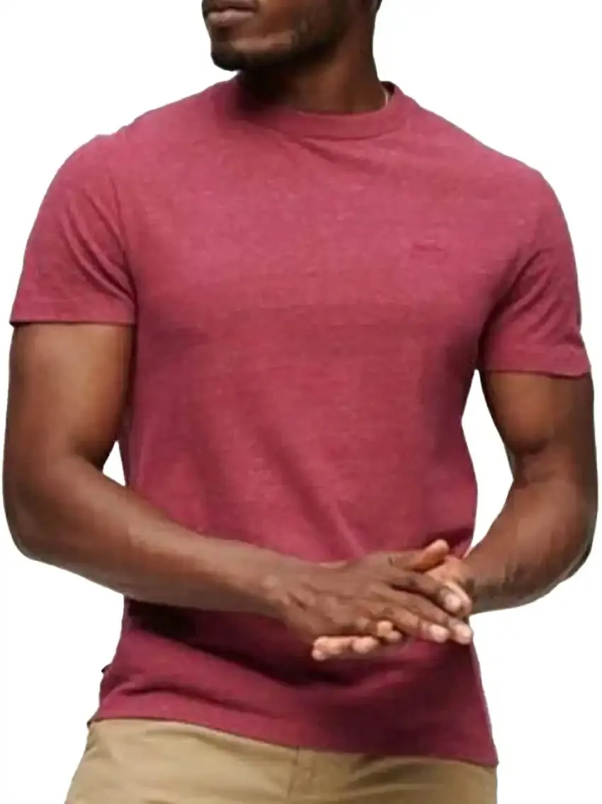 Superdry Mens Vintage Logo Embroidered T-Shirt Berry Red Marl