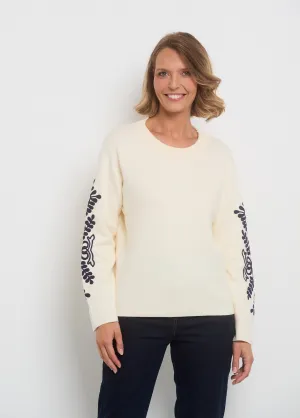 Sweater sleeves with fancy embroidery
