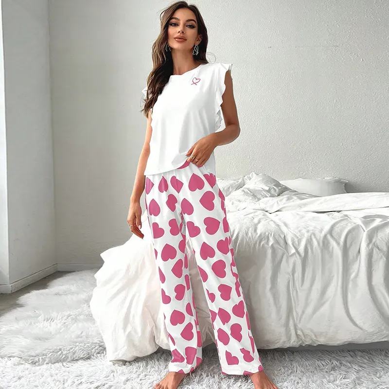 Sweetheart Dreams Heart Print Loungewear Set