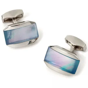 Tateossian Moonlight Crystal Cufflinks, Blue Mother of Pearl