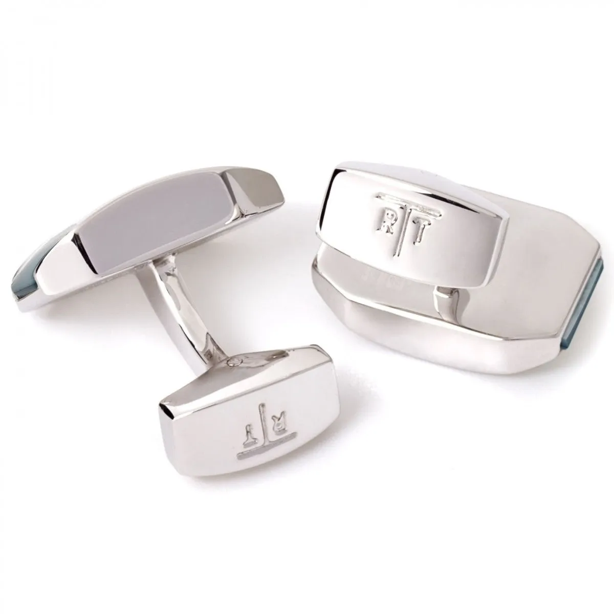 Tateossian Moonlight Crystal Cufflinks, Blue Mother of Pearl