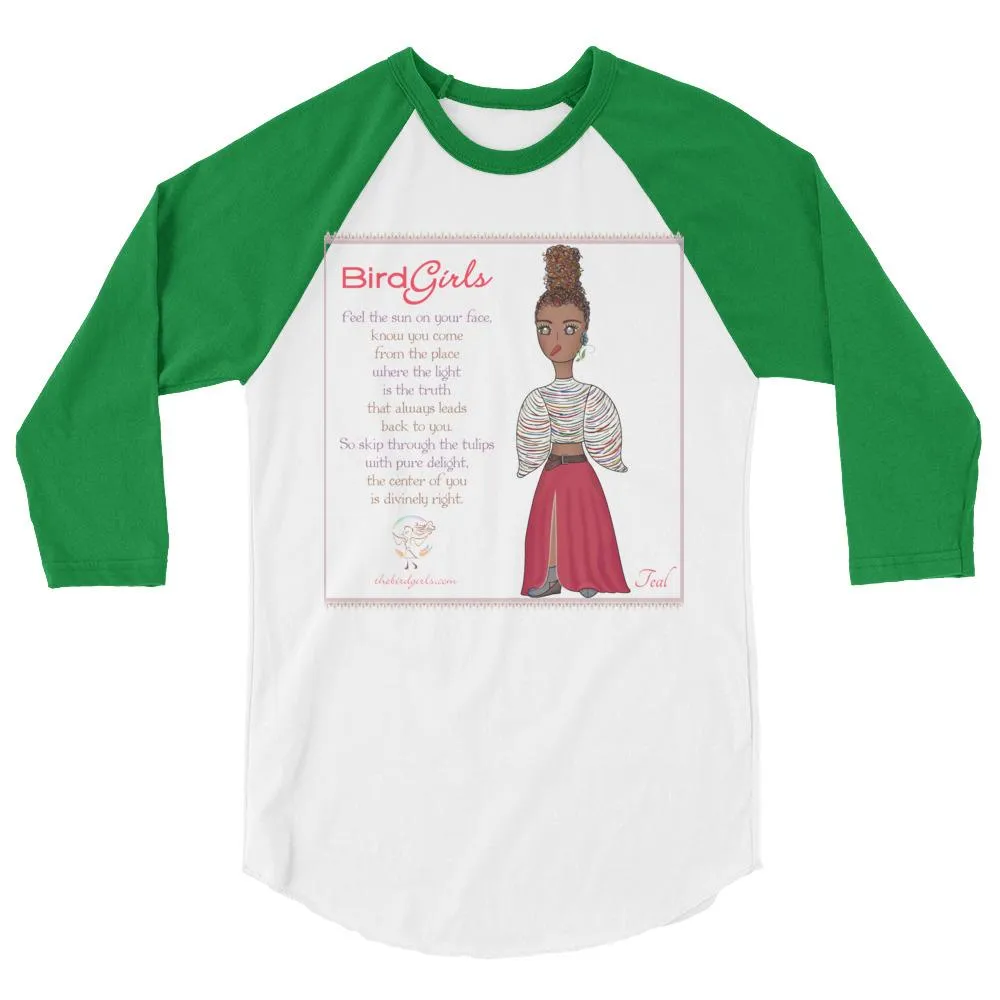 Teal 3/4 sleeve raglan shirt