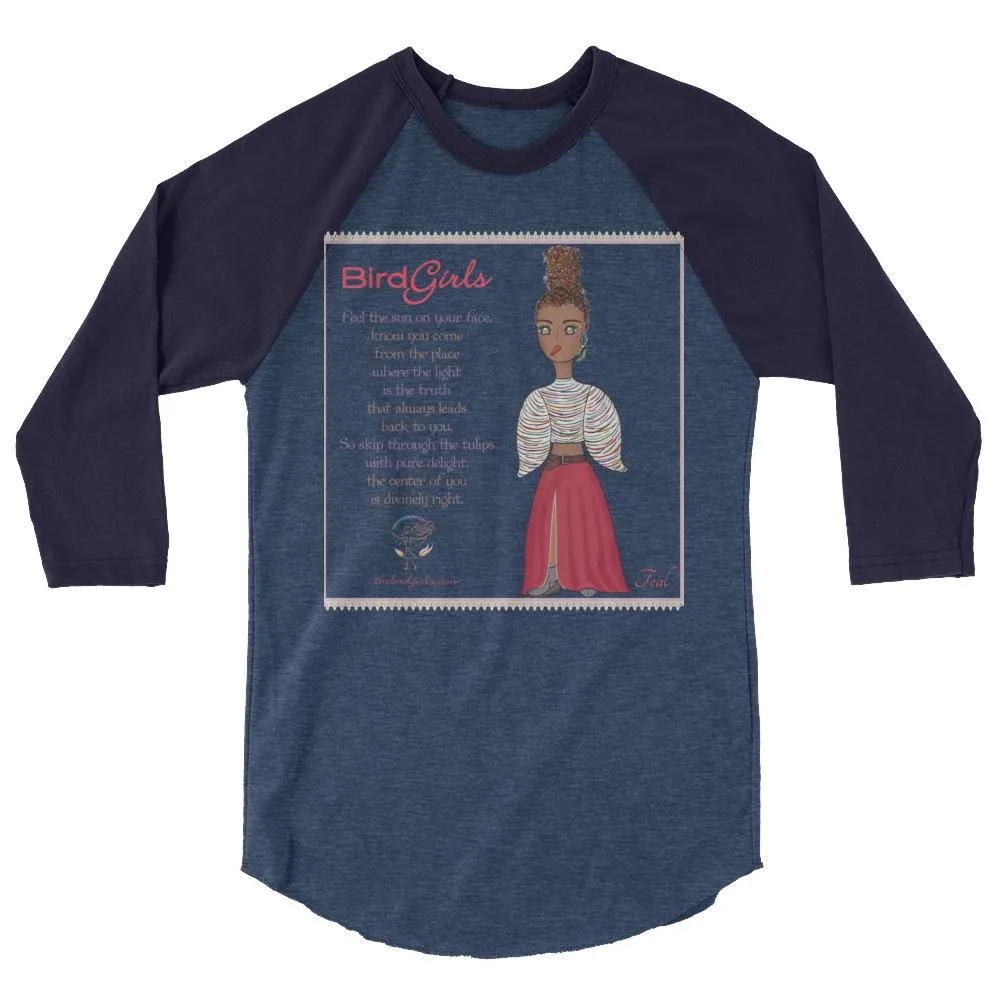 Teal 3/4 sleeve raglan shirt