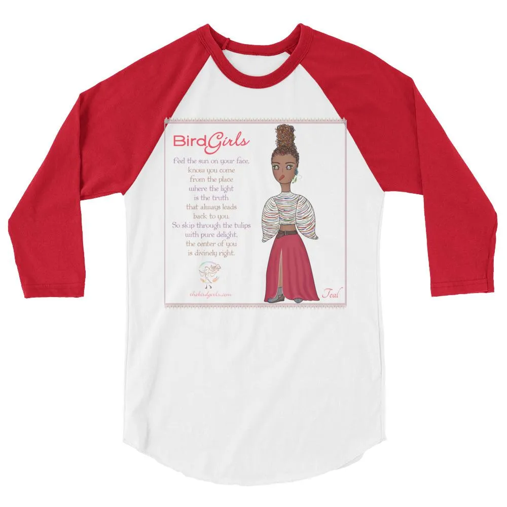 Teal 3/4 sleeve raglan shirt