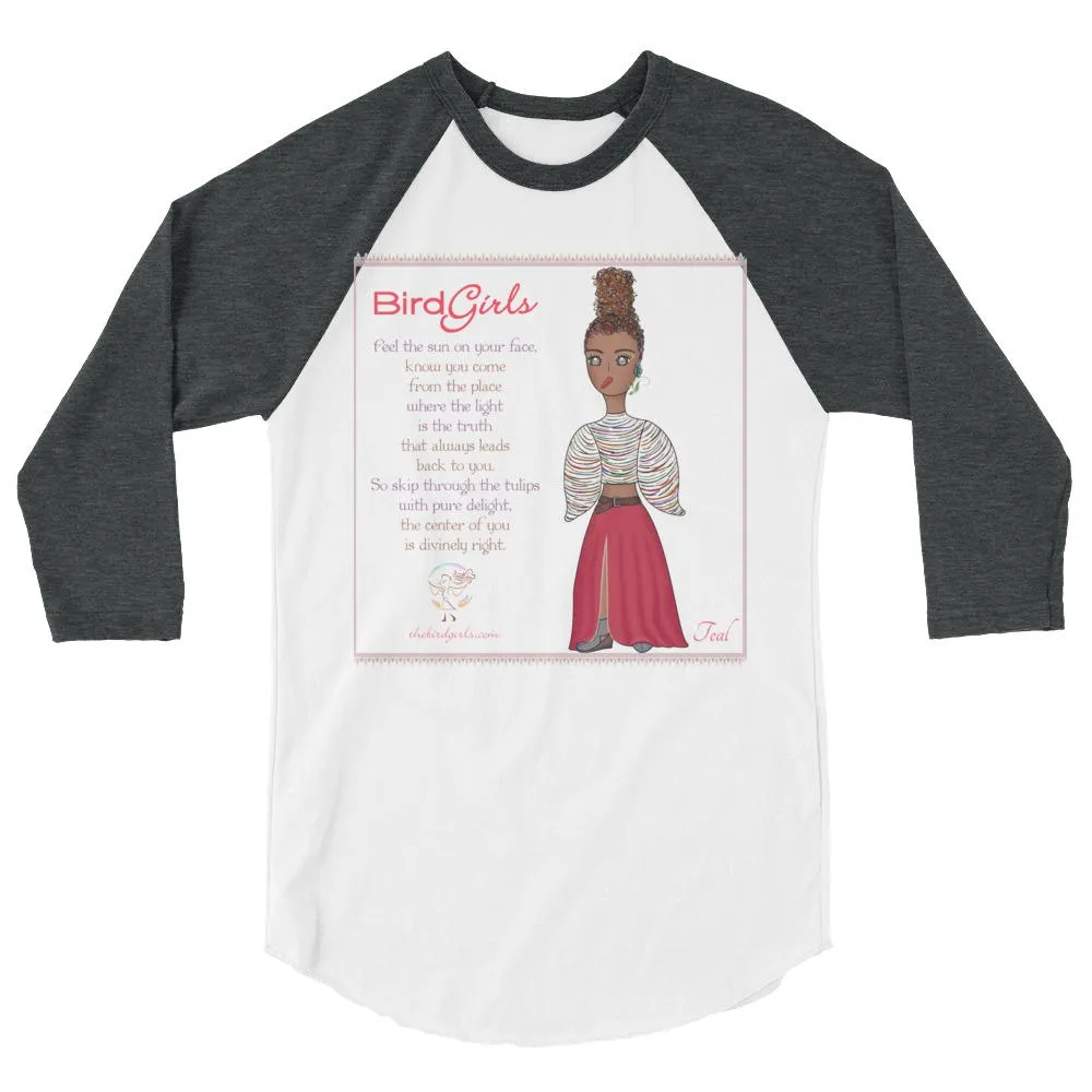 Teal 3/4 sleeve raglan shirt