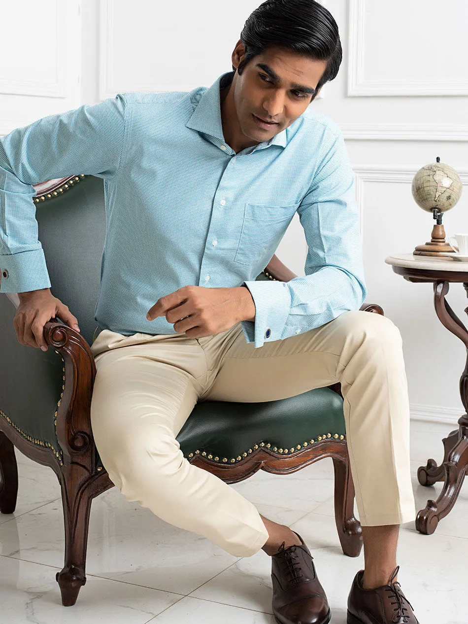 TEAL TENCEL TWILL FRENCH CUFF SHIRT