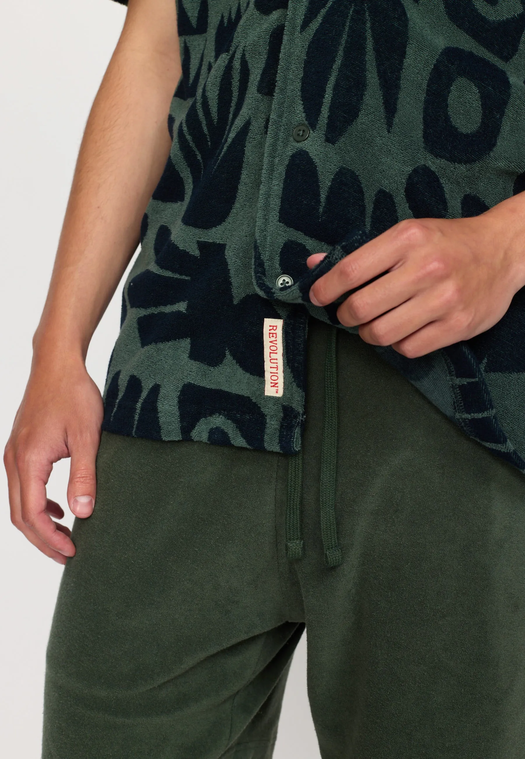 Terry Short-sleeved Cuban Shirt / 3185 - Dustgreen