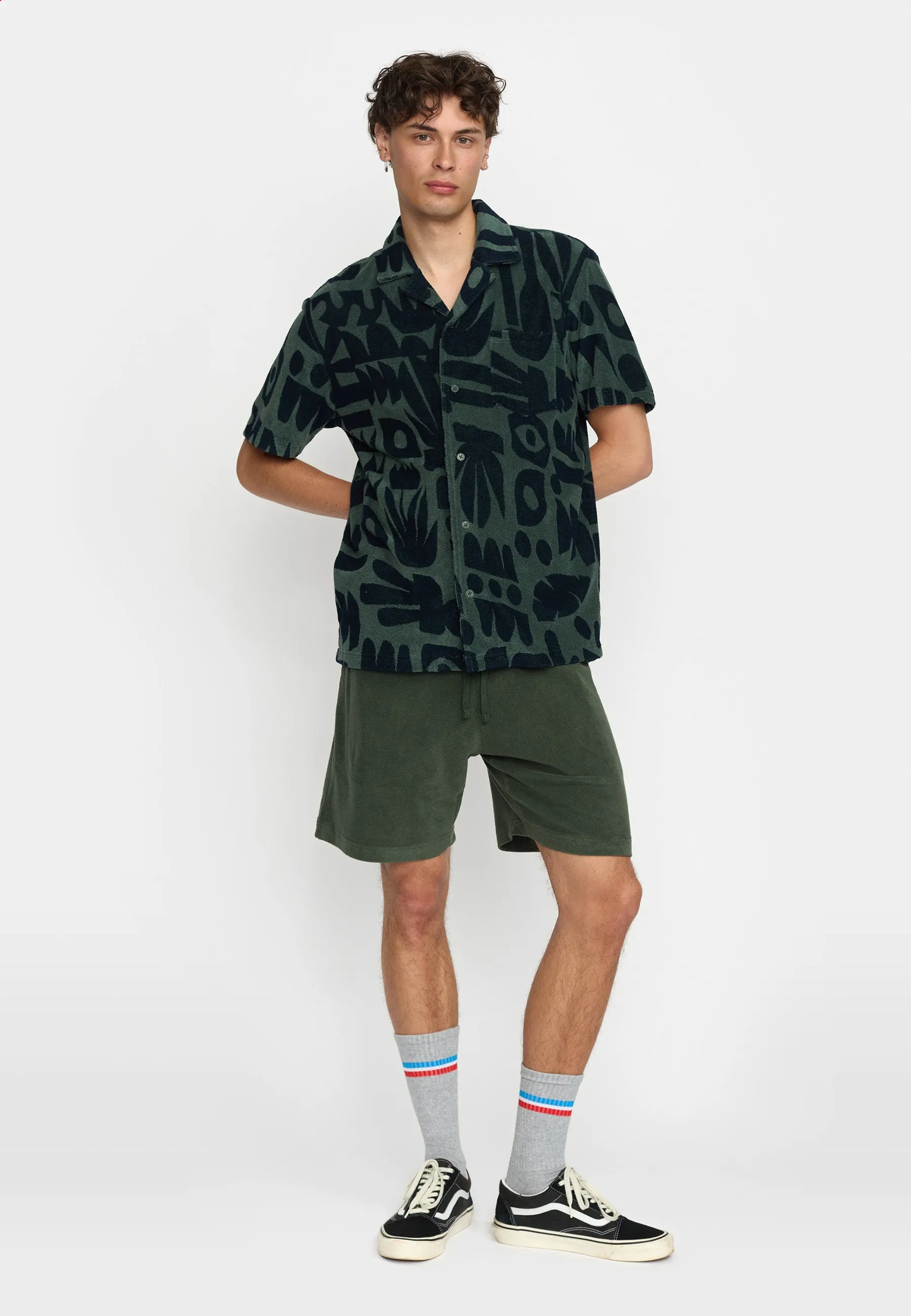 Terry Short-sleeved Cuban Shirt / 3185 - Dustgreen
