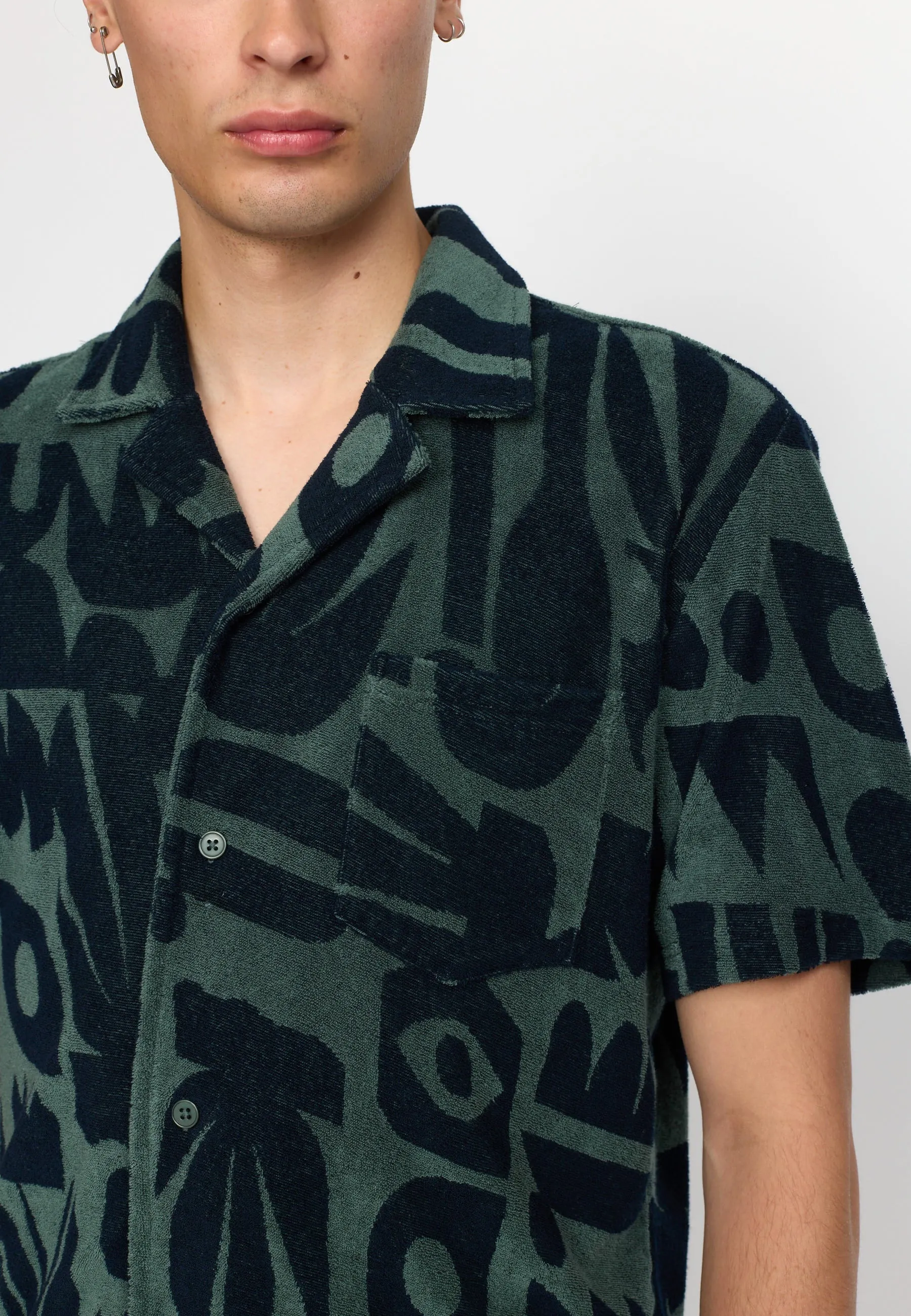 Terry Short-sleeved Cuban Shirt / 3185 - Dustgreen
