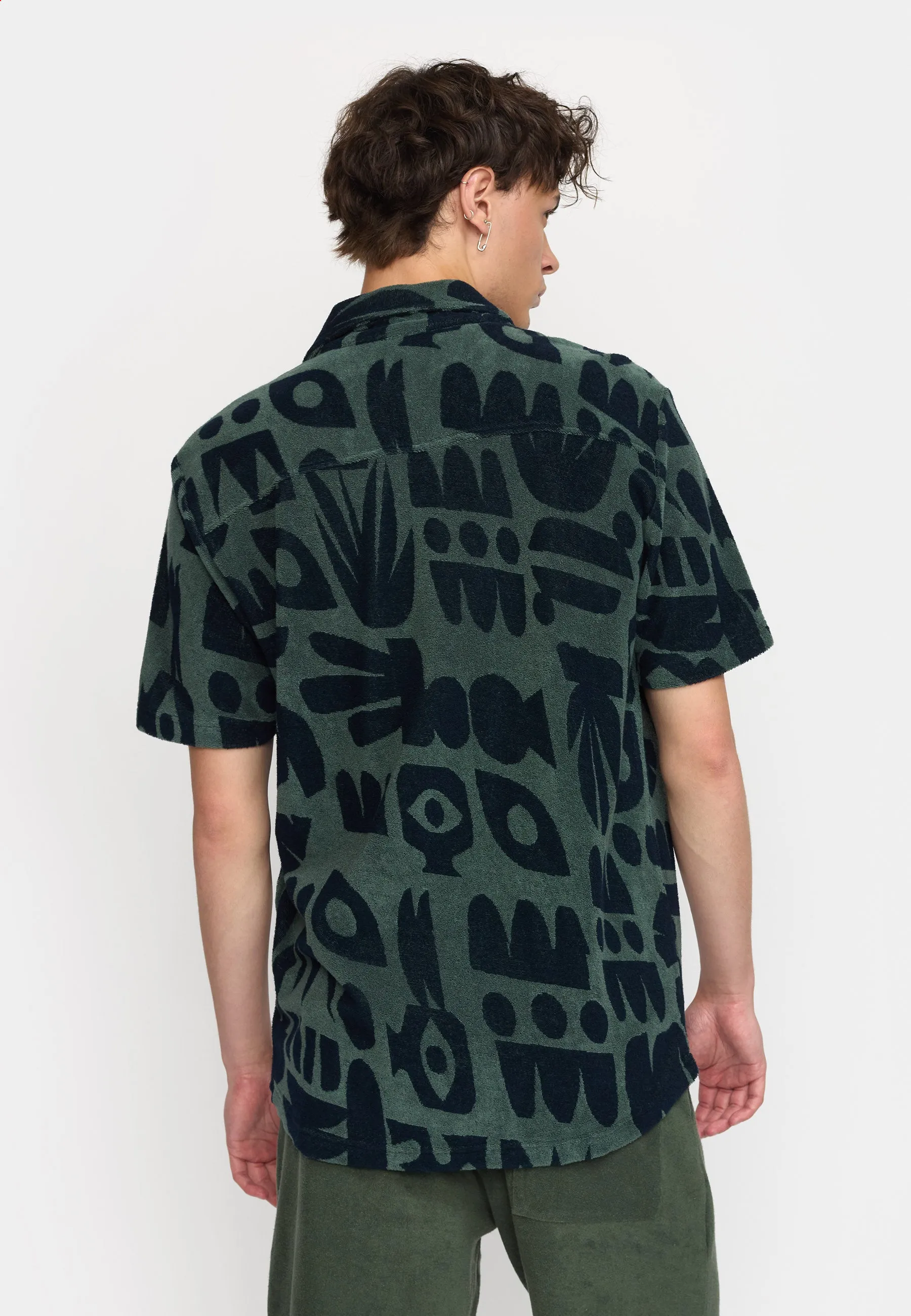 Terry Short-sleeved Cuban Shirt / 3185 - Dustgreen