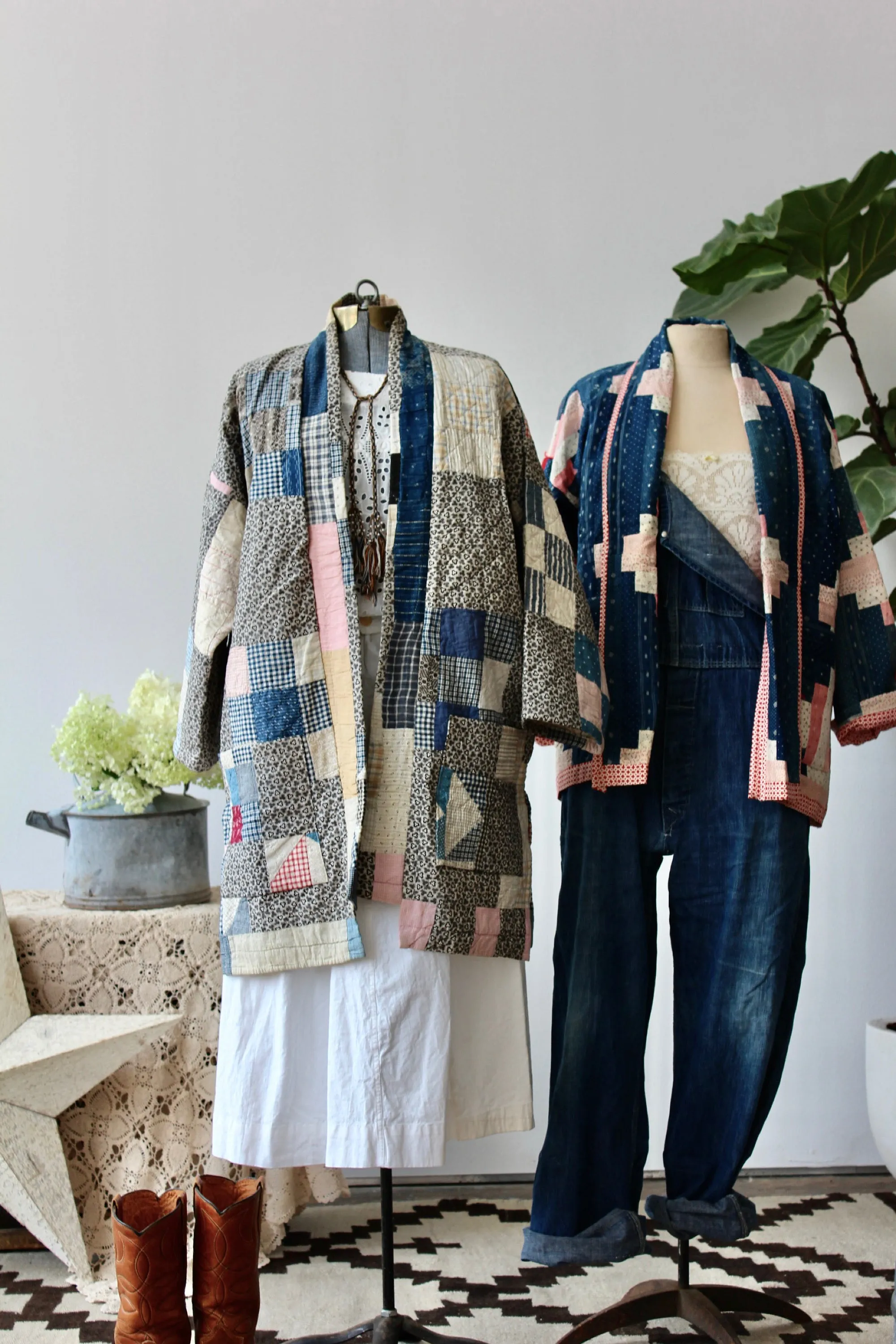 The Highlands Foundry Black Calico Quilt Coat THF35