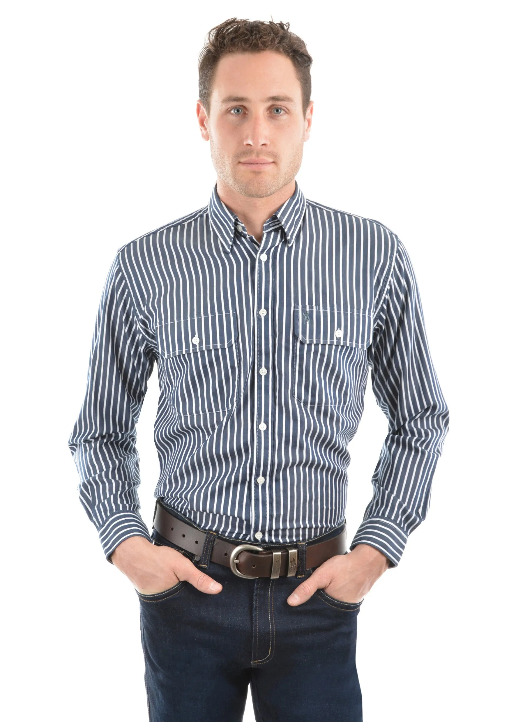 Thomas Cook Men's Winton Stripe 2 Pockets Long Sleeve Shirt - 2 Colours