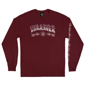 Thrasher Long Sleeve T-Shirt Barbed Wire - Maroon