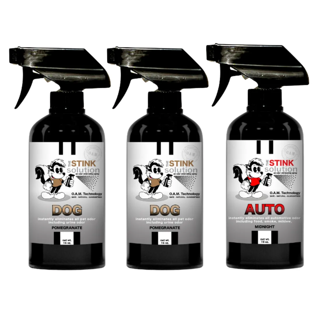 Three Pack - Two Dog Odor Eliminating Sprays   One Spray of Choice 16 oz